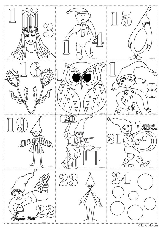 Coloriage calendrier de l'avent partie 2