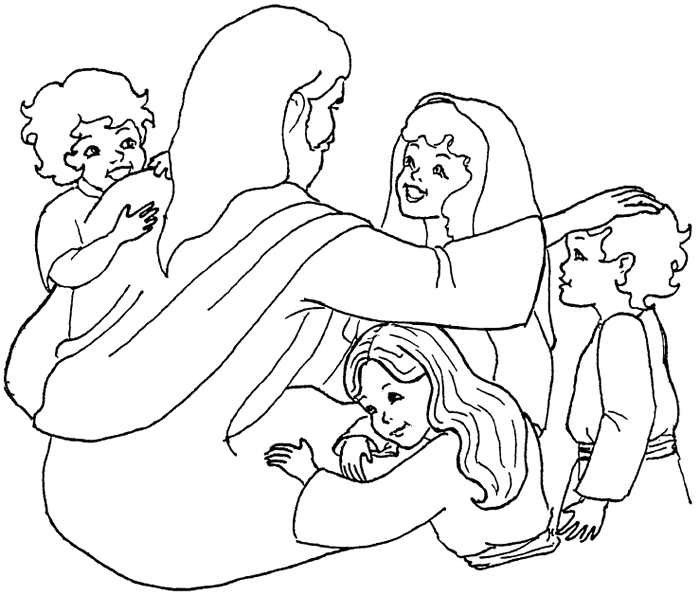 Coloriage Jésus et les enfants