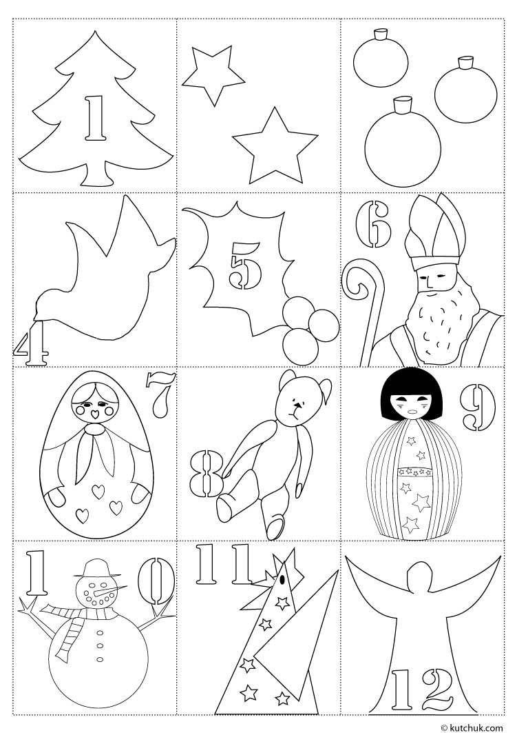 Coloriage calendrier de l'avent partie 1